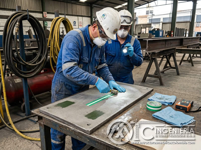 Adherencia de recubrimiento y residuos de sandblasting en Bogotá, Colombia. Montajes, Ingeniería y Construcción. MIC SAS.