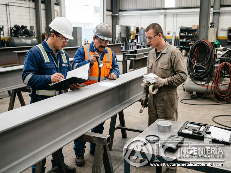 Aprobación de limpieza de superficie tras sandblasting en Bogotá, Colombia. Montajes, Ingeniería y Construcción. MIC SAS.