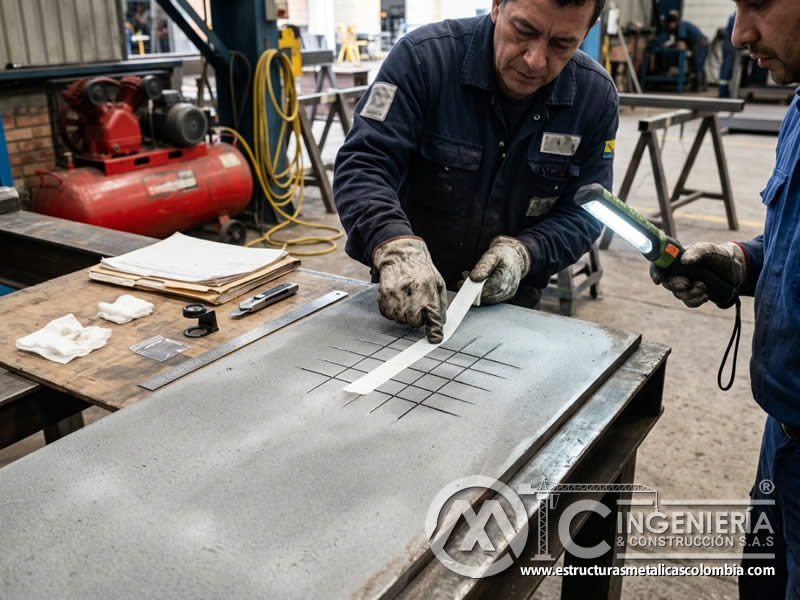 Corte enrejado para adherencia tras sandblasting en Bogotá, Colombia. Montajes, Ingeniería y Construcción. MIC SAS.