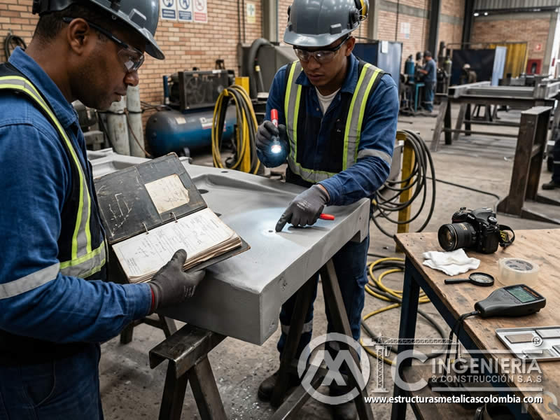 Documentación de hallazgos de limpieza en sandblasting en Bogotá, Colombia. Montajes, Ingeniería y Construcción. MIC SAS.