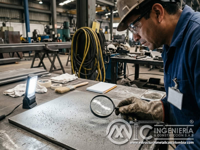 Lupa para partículas en superficie de sandblasting en Bogotá, Colombia. Montajes, Ingeniería y Construcción. MIC SAS.