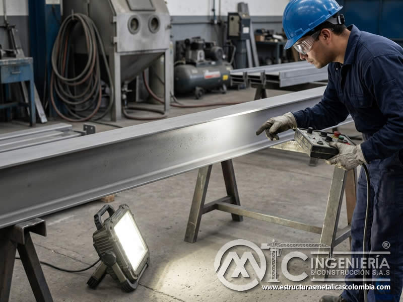 Luz rasante para residuos después del sandblasting en Bogotá, Colombia. Montajes, Ingeniería y Construcción. MIC SAS.