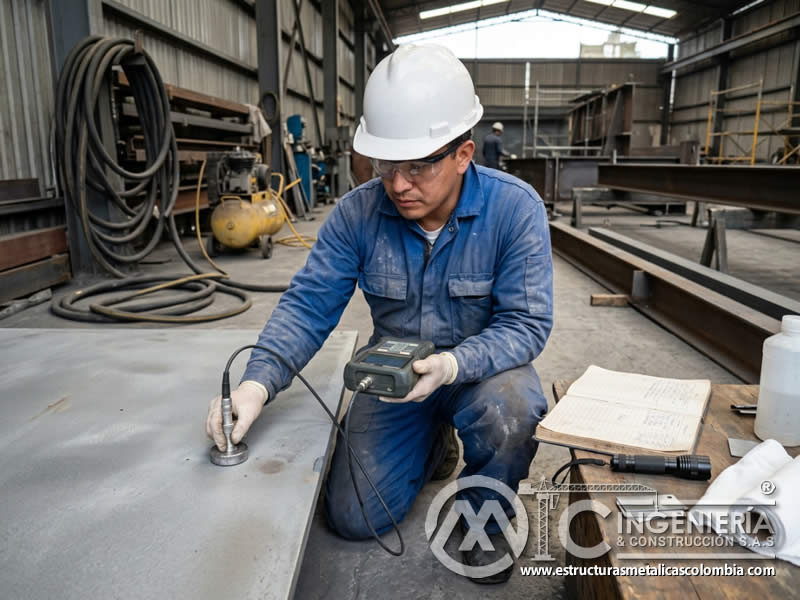 Medidor de contaminación superficial tras sandblasting en Bogotá, Colombia. Montajes, Ingeniería y Construcción. MIC SAS.