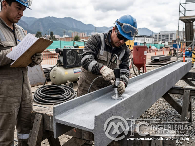 Prueba pull off de adherencia tras sandblasting en Bogotá, Colombia. Montajes, Ingeniería y Construcción. MIC SAS.