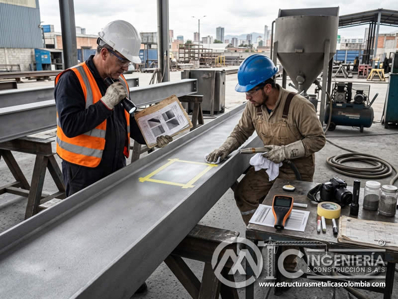 Registro de defectos y corrección de sandblasting en Bogotá, Colombia. Montajes, Ingeniería y Construcción. MIC SAS.