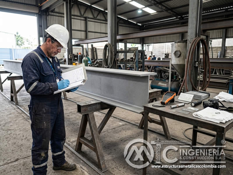 Registro de inspección de calidad en sandblasting en Bogotá, Colombia. Montajes, Ingeniería y Construcción. MIC SAS.