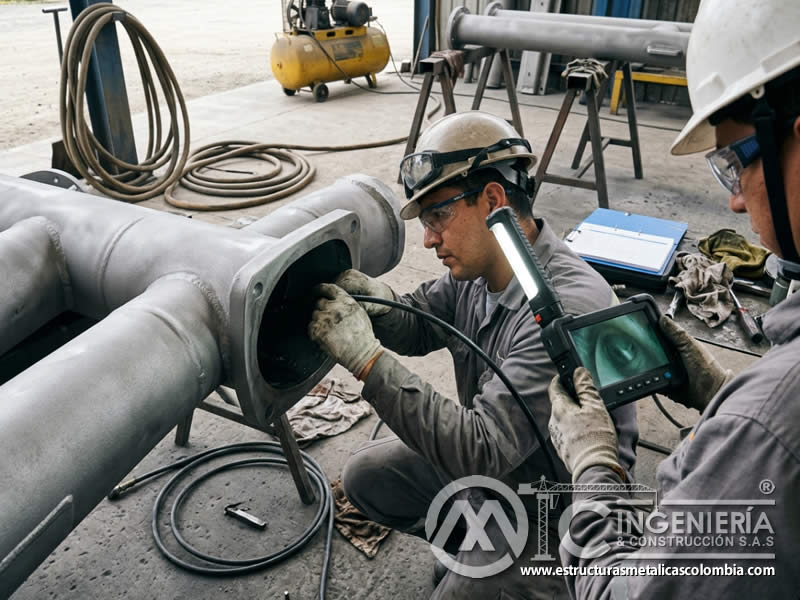 Cámara de inspección en áreas difíciles de sandblasting en Bogotá, Colombia. Montajes, Ingeniería y Construcción. MIC SAS.