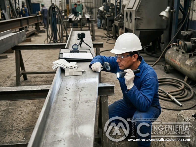 Inspección de defectos de sandblasting en superficie en Bogotá, Colombia. Montajes, Ingeniería y Construcción. MIC SAS.
