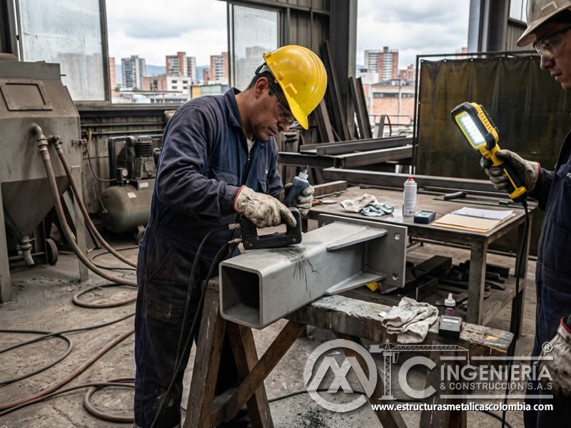 Partículas magnéticas para grietas tras sandblasting en Bogotá, Colombia. Montajes, Ingeniería y Construcción. MIC SAS.