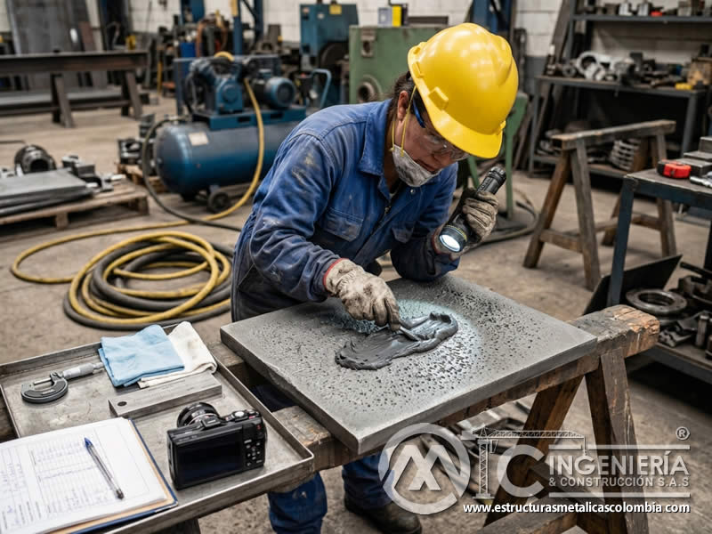 Réplica de perfil de daños tras sandblasting en Bogotá, Colombia. Montajes, Ingeniería y Construcción. MIC SAS.