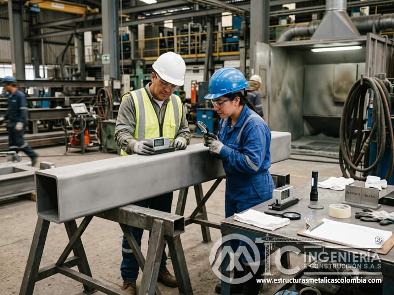 Control de calidad de acabado superficial por sandblasting en Bogotá, Colombia. Montajes, Ingeniería y Construcción. MIC SAS.