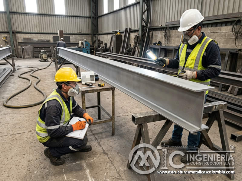 Inspección visual de acabado uniforme con sandblasting en Bogotá, Colombia. Montajes, Ingeniería y Construcción. MIC SAS.