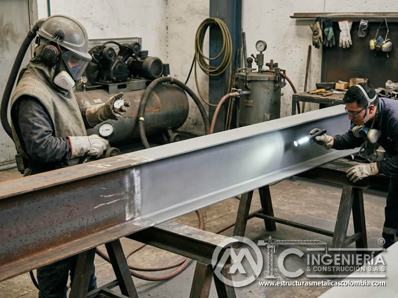 Tiempo de exposición para acabado regular con sandblasting en Bogotá, Colombia. Montajes, Ingeniería y Construcción. MIC SAS.