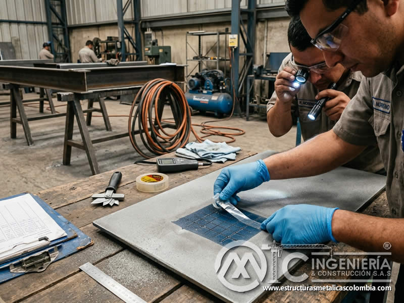 Corte enrejado para adherencia después de sandblasting en Bogotá, Colombia. Montajes, Ingeniería y Construcción. MIC SAS.