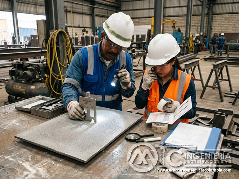 Verificación del perfil de anclaje por sandblasting en Bogotá, Colombia. Montajes, Ingeniería y Construcción. MIC SAS.