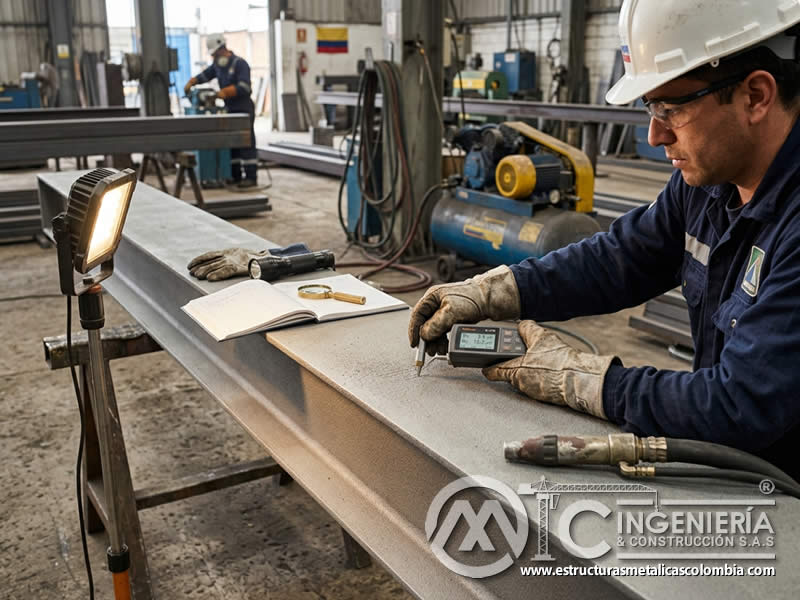Inspección de rugosidad de superficie con sandblasting en Bogotá, Colombia. Montajes, Ingeniería y Construcción. MIC SAS.