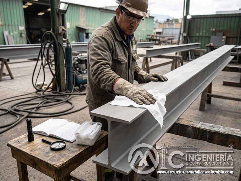 Prueba del trapo blanco tras sandblasting en Bogotá, Colombia. Montajes, Ingeniería y Construcción. MIC SAS.