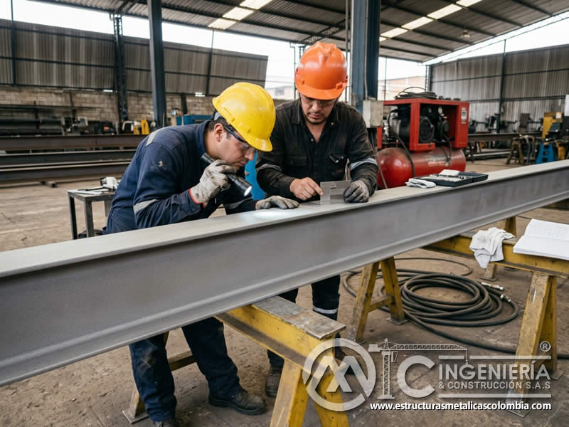 Revisión de uniformidad del acabado de sandblasting en Bogotá, Colombia. Montajes, Ingeniería y Construcción. MIC SAS.