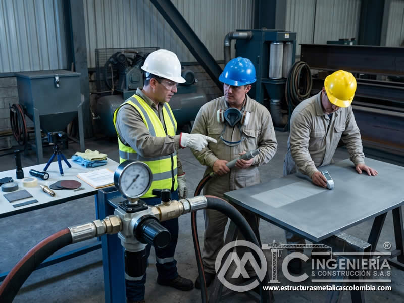 Ajuste de presión por retroalimentación de sandblasting en Bogotá, Colombia. Montajes, Ingeniería y Construcción. MIC SAS.