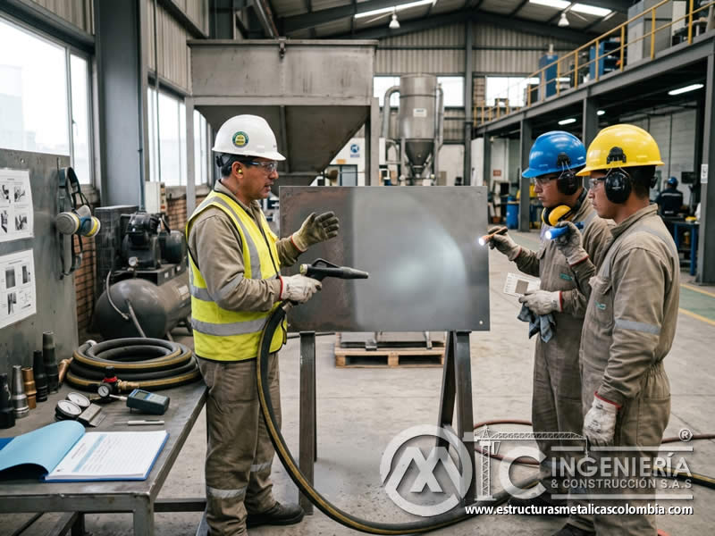 Capacitación técnica de operarios de sandblasting en Bogotá, Colombia. Montajes, Ingeniería y Construcción. MIC SAS.