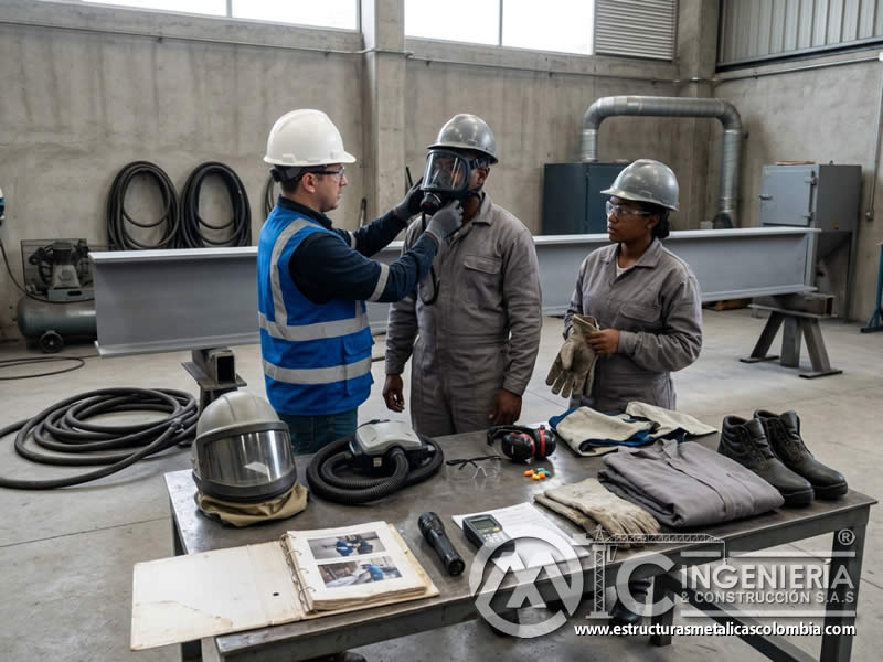 Capacitación de EPP y seguridad de sandblasting en Bogotá, Colombia. Montajes, Ingeniería y Construcción. MIC SAS.