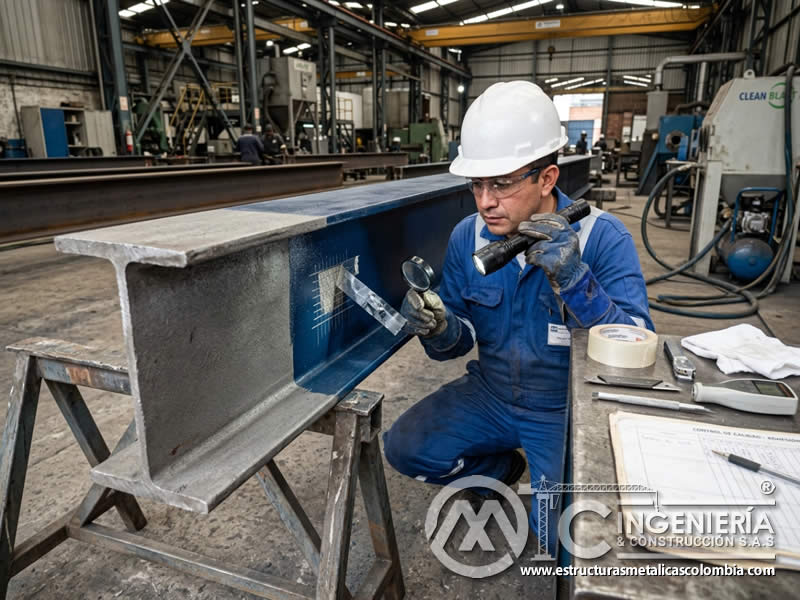 Revisión de adherencia de recubrimiento tras sandblasting en Bogotá, Colombia. Montajes, Ingeniería y Construcción. MIC SAS.