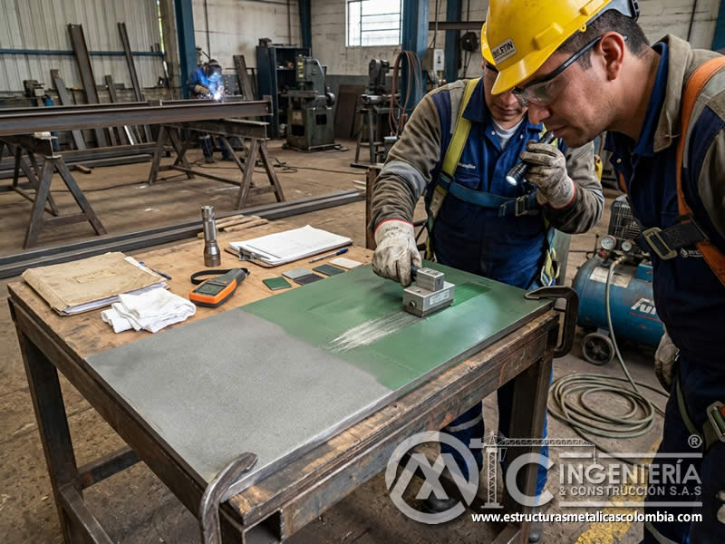 Prueba de arrastre y resistencia de recubrimiento en sandblasting en Bogotá, Colombia. Montajes, Ingeniería y Construcción. MIC SAS.