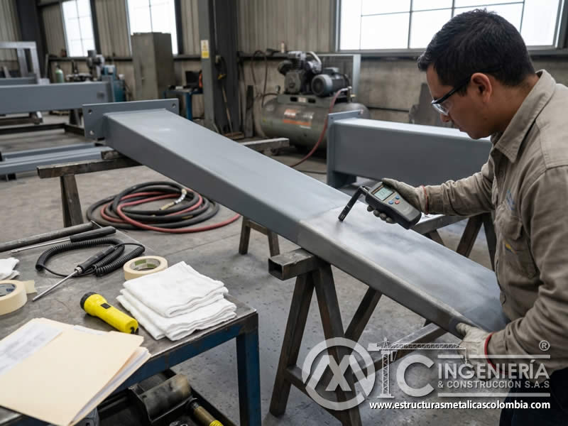 Humedad y adherencia de recubrimiento tras sandblasting en Bogotá, Colombia. Montajes, Ingeniería y Construcción. MIC SAS.