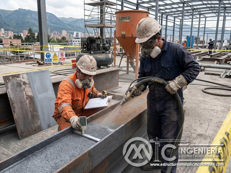 Adherencia de recubrimientos con perfil de sandblasting en Bogotá, Colombia. Montajes, Ingeniería y Construcción. MIC SAS.