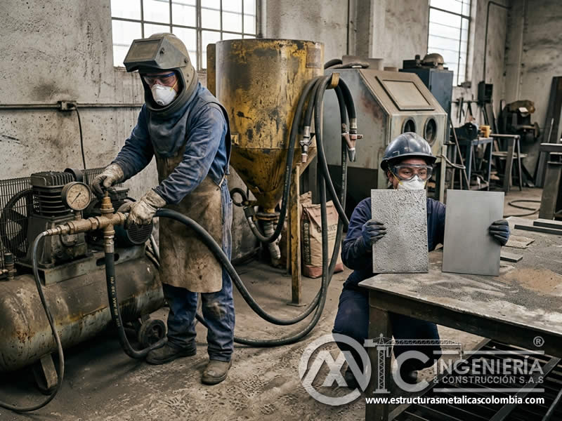 Presión de aire de sandblasting y rugosidad del acabado en Bogotá, Colombia. Montajes, Ingeniería y Construcción. MIC SAS.