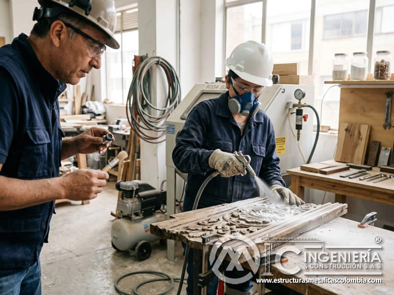 Sandblasting suave en superficies delicadas en Bogotá, Colombia. Montajes, Ingeniería y Construcción. MIC SAS.
