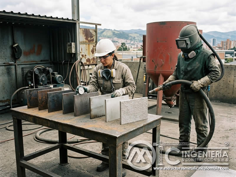 Tiempo de exposición de sandblasting y perfil de superficie en Bogotá, Colombia. Montajes, Ingeniería y Construcción. MIC SAS.