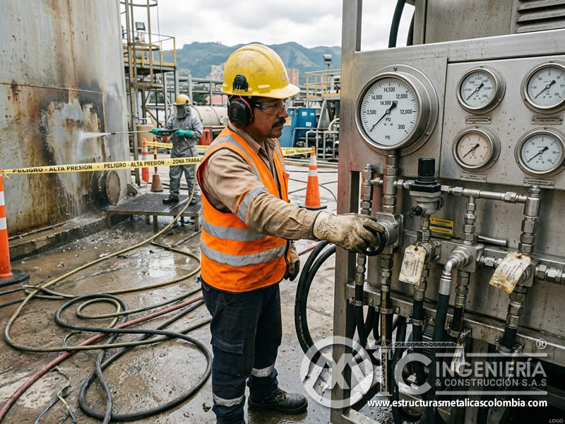 Control PSI en hydroblasting para operación segura en Bogotá, Colombia. Montajes, Ingeniería y Construcción. MIC SAS.