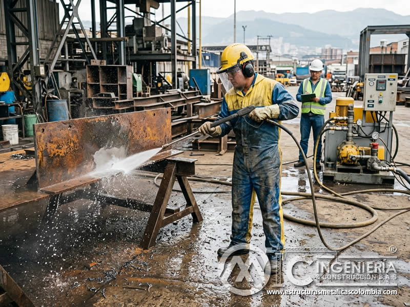 Hydroblasting con chorro de agua a alta presión en Bogotá, Colombia. Montajes, Ingeniería y Construcción. MIC SAS.