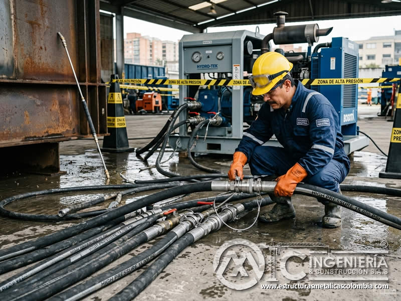 Mangueras de alta presión para hydroblasting en Bogotá, Colombia. Montajes, Ingeniería y Construcción. MIC SAS.