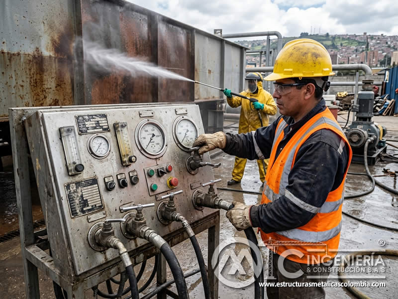 Monitoreo de presión hydroblasting en panel de control en Bogotá, Colombia. Montajes, Ingeniería y Construcción. MIC SAS.