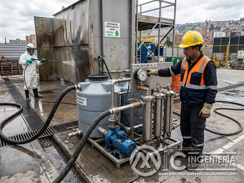 Recirculación de agua en hydroblasting sostenible en Bogotá, Colombia. Montajes, Ingeniería y Construcción. MIC SAS.