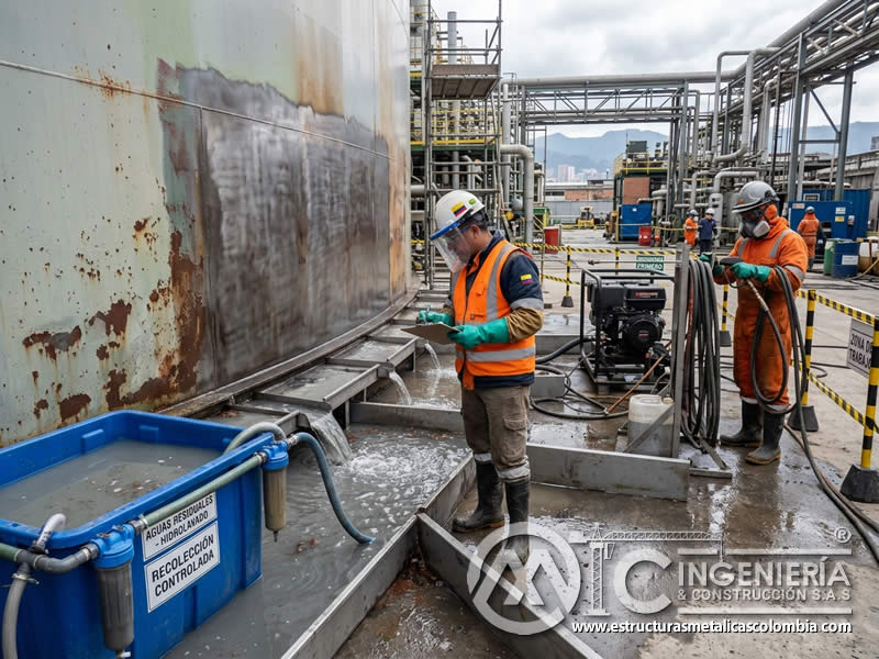 Recolección de agua residual de hydroblasting en Bogotá, Colombia. Montajes, Ingeniería y Construcción. MIC SAS.