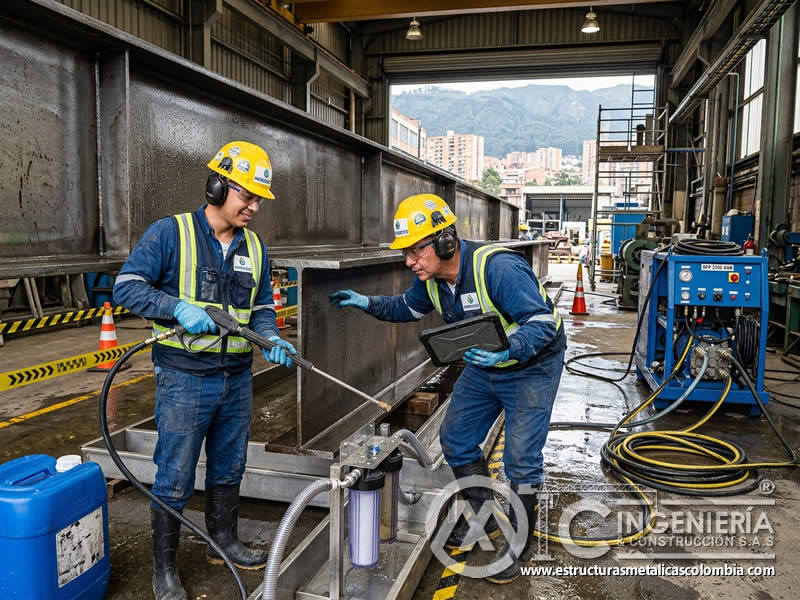 Resultado de hydroblasting con chorro de agua controlado en Bogotá, Colombia. Montajes, Ingeniería y Construcción. MIC SAS.