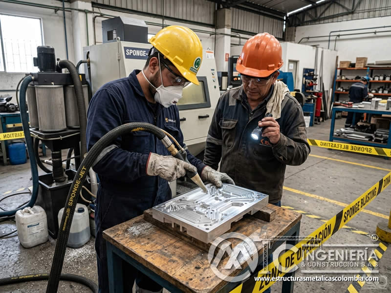 Equipo de chorro de esponja con carga de melamina en Bogotá, Colombia. Montajes, Ingeniería y Construcción. MIC SAS. Equipo de chorro de esponja con carga de melamina en Bogotá, Colombia. Montajes, Ingeniería y Construcción. MIC SAS.