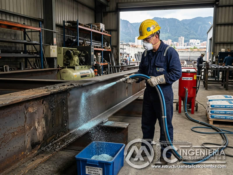 Partículas de esponja de melamina en chorro abrasivo en Bogotá, Colombia. Montajes, Ingeniería y Construcción. MIC SAS. Partículas de esponja de melamina en chorro abrasivo en Bogotá, Colombia. Montajes, Ingeniería y Construcción. MIC SAS.