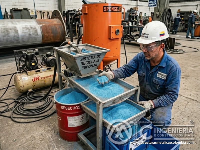 Reciclaje de medio de esponja en chorro abrasivo en Bogotá, Colombia. Montajes, Ingeniería y Construcción. MIC SAS. Reciclaje de medio de esponja en chorro abrasivo en Bogotá, Colombia. Montajes, Ingeniería y Construcción. MIC SAS.