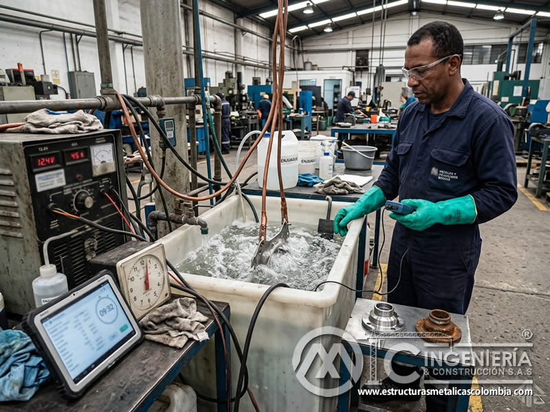 Control de tiempo en limpieza electroquímica en Bogotá, Colombia. Montajes, Ingeniería y Construcción. MIC SAS.
