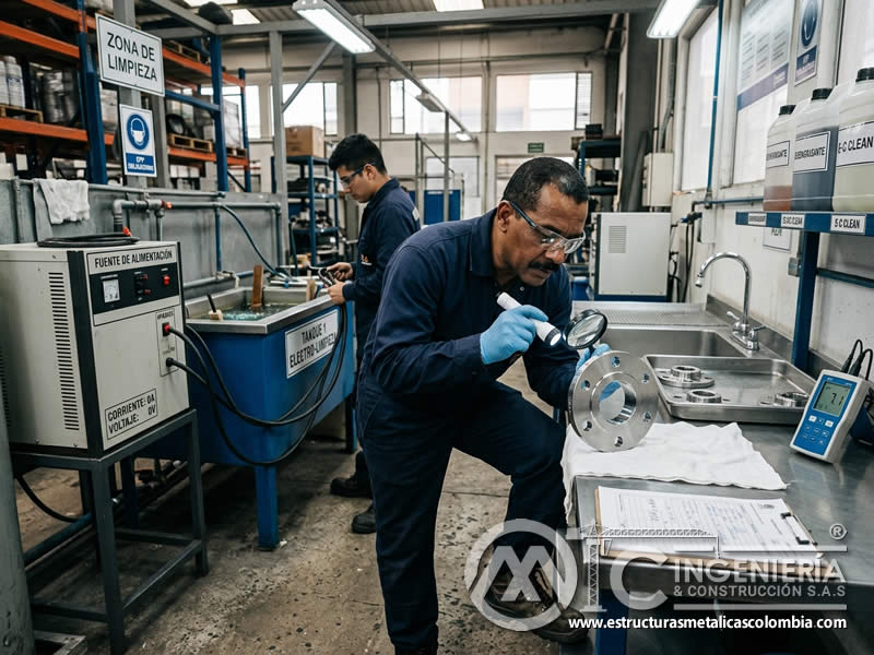 Inspección final de limpieza electroquímica en Bogotá, Colombia. Montajes, Ingeniería y Construcción. MIC SAS.
