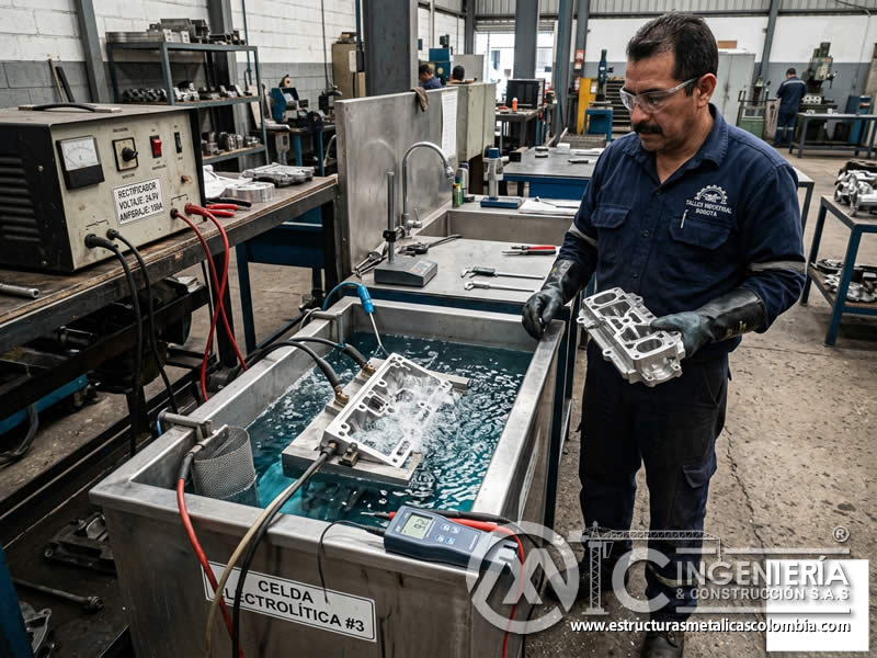 Limpieza de geometrías complejas por electroquímica en Bogotá, Colombia. Montajes, Ingeniería y Construcción. MIC SAS.