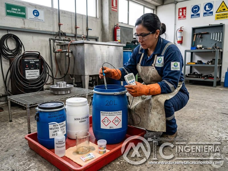 Neutralización de electrolito de electro cleaning en Bogotá, Colombia. Montajes, Ingeniería y Construcción. MIC SAS.