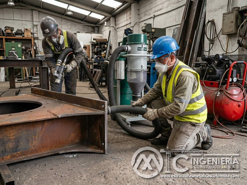 Aspiración integrada en granallado sin polvo en Bogotá, Colombia. Montajes, Ingeniería y Construcción. MIC SAS. Aspiración integrada en granallado sin polvo en Bogotá, Colombia. Montajes, Ingeniería y Construcción. MIC SAS.