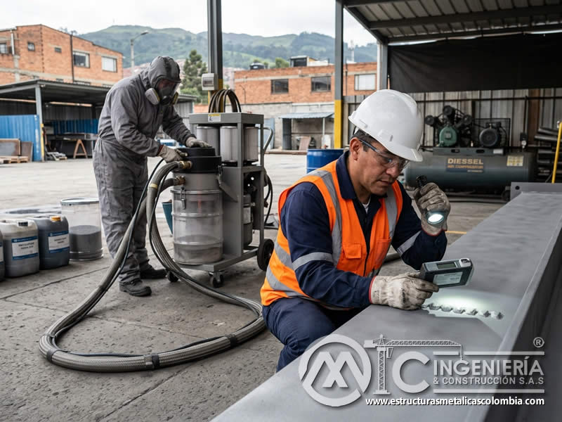 Inspección final de granallado sin polvo en Bogotá, Colombia. Montajes, Ingeniería y Construcción. MIC SAS. Inspección final de granallado sin polvo en Bogotá, Colombia. Montajes, Ingeniería y Construcción. MIC SAS.