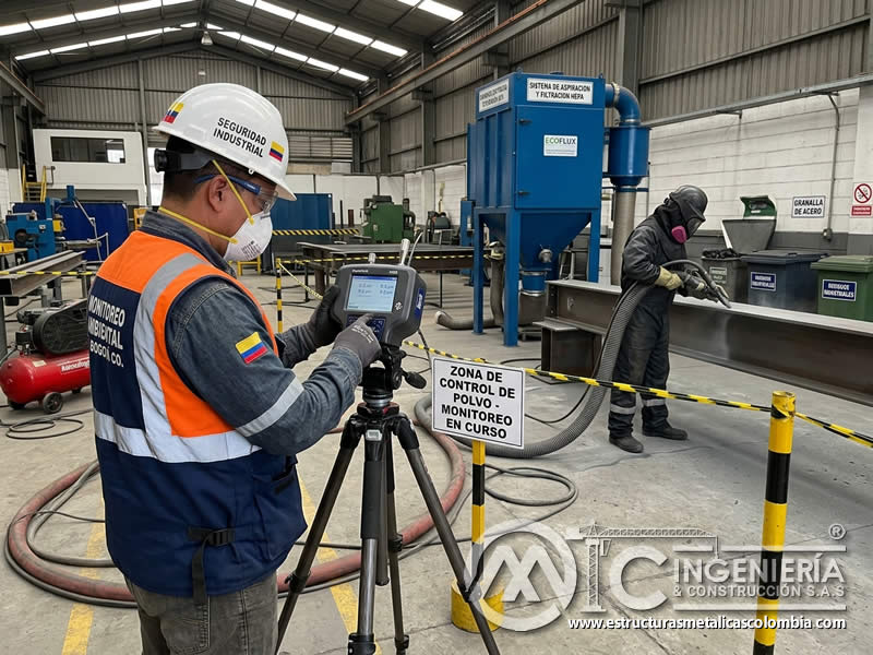 Monitoreo de polvo en granallado sin polvo en Bogotá, Colombia. Montajes, Ingeniería y Construcción. MIC SAS. Monitoreo de polvo en granallado sin polvo en Bogotá, Colombia. Montajes, Ingeniería y Construcción. MIC SAS.
