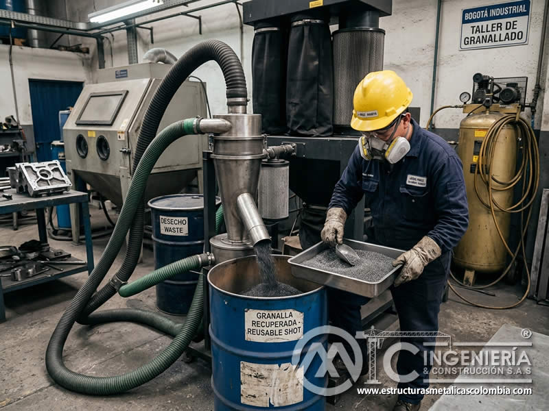 Recuperación de granalla en granallado sin polvo en Bogotá, Colombia. Montajes, Ingeniería y Construcción. MIC SAS. Recuperación de granalla en granallado sin polvo en Bogotá, Colombia. Montajes, Ingeniería y Construcción. MIC SAS.